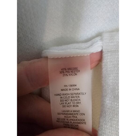 Sioni sz small cream crewneck embellished ruffle dolman sleeve sweater new - Picture 7 of 8